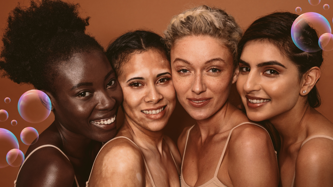 Women with different skin types and tones