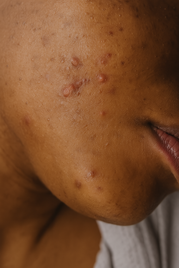a woman with a damaged skin barrier