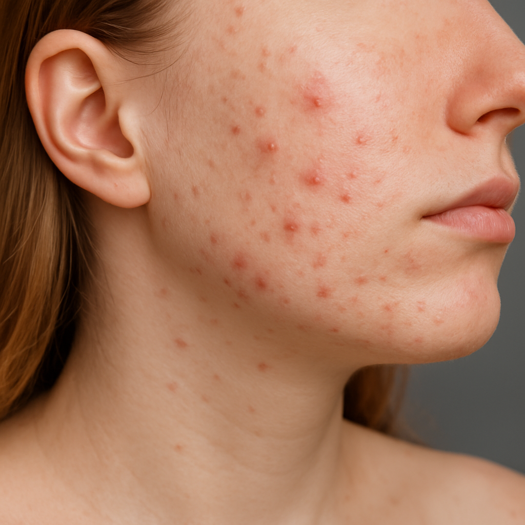 a woman with a damaged skin barrier
