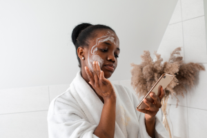 Woman researching how to change her skincare routine