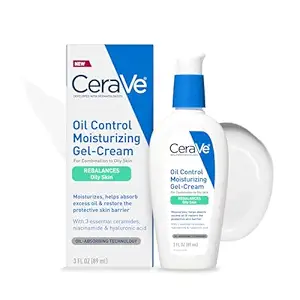 CeraVe Oil Control Moisturizing Gel-Cream, Face Moisturizer for Oily Skin, Niacinamide, Hyaluronic Acid & Oil Absorbing Technology To Rebalance Oily Skin